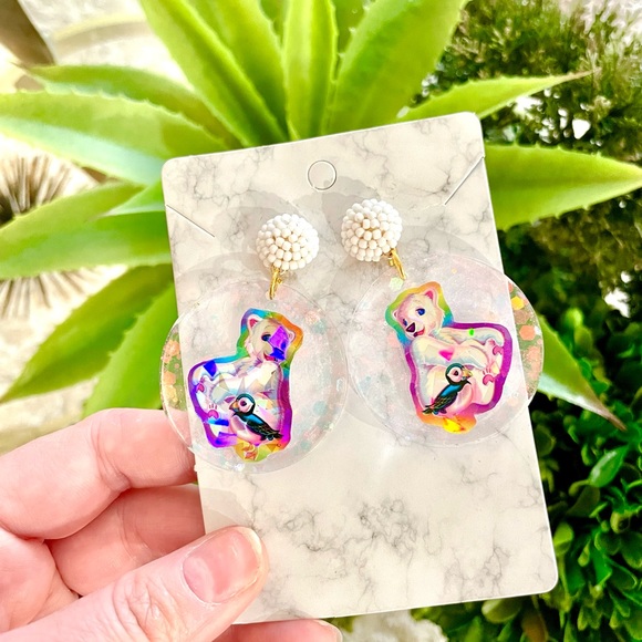 Lisa Frank Iridescent Polar Bear Earrings - Picture 3 of 4